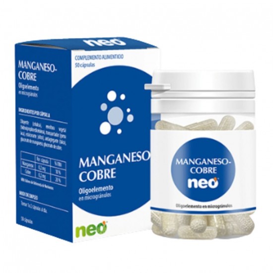 Manganeso y Cobre Microgranulos Negro Sin Gluten 50caps Neo
