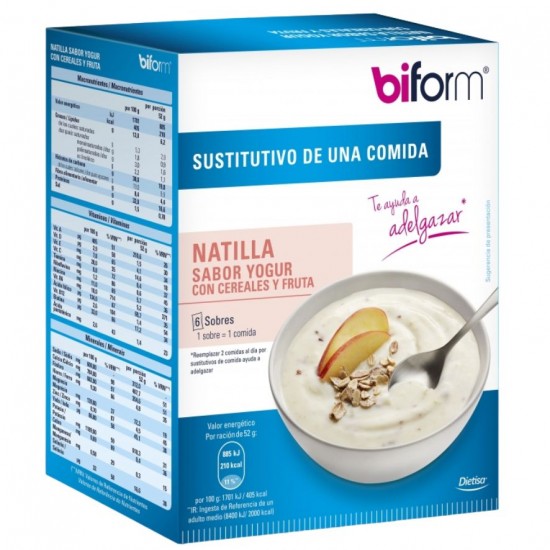 Crema Sustitutivas Sabor Yogur con Cereales y Frutas 6 Sobres Biform