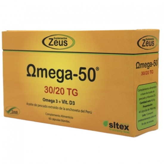 Omega-50 30/20 TG Omega 3 + Vitamina D3 60 Perlas Zeus
