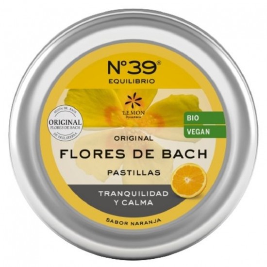 Pastillas Nº 39 Flores de Bach Tranquilidad y Calma Bio Vegan 45g Lemon Pharma