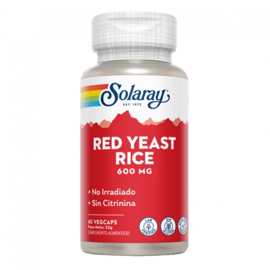 Red Yeast Rice Levadura Roja de Arroz Sin Gluten Vegan 45caps Solaray