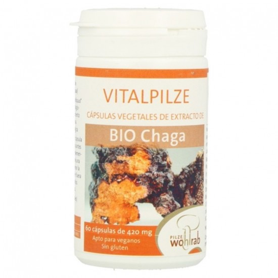 Vitalpilze BIO Chaga Sin Gluten Bio Vegan 60caps Pilze Wolhrab