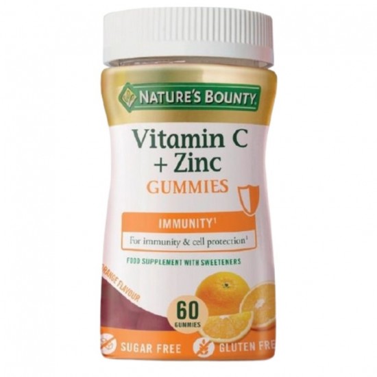 Vitamin-C+Zinc sabor Naranja Sin Gluten 60gummies NatureS Bounty