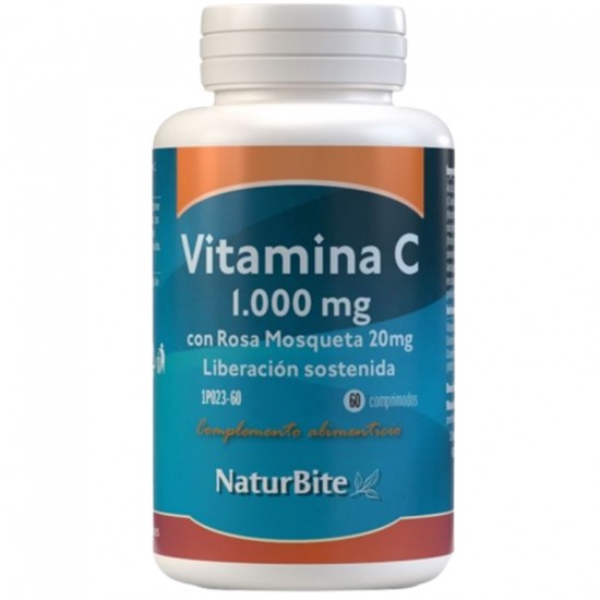 Vitamina-C 1000Mg con Rosa Moqueta 20Mg Sin Gluten 60comp Naturbite