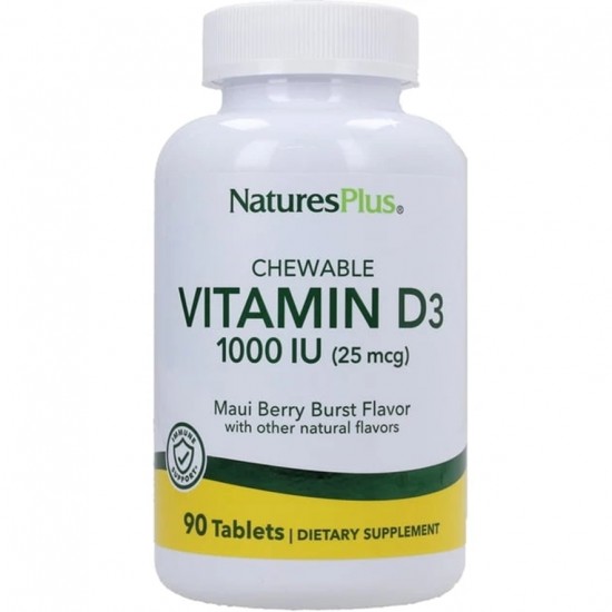 Vitamina-D3 1000Ui Masticable Sin Gluten 90comp NatureS Plus