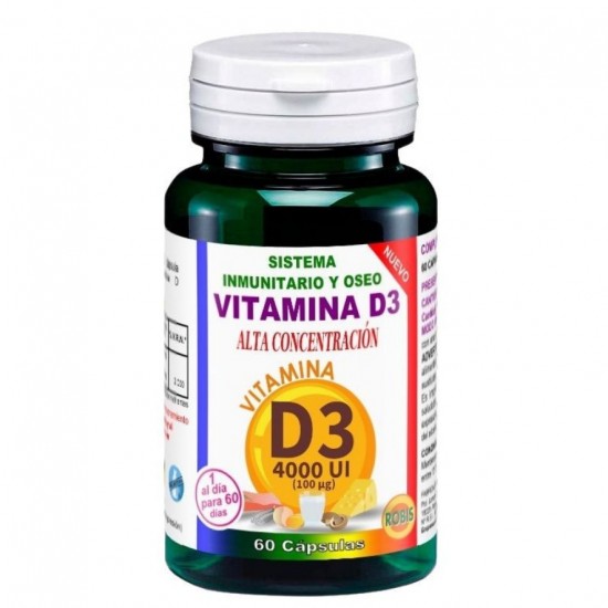 Vitamina-D3 400Ui Alta Concentracion Sin Gluten 60caps Robis