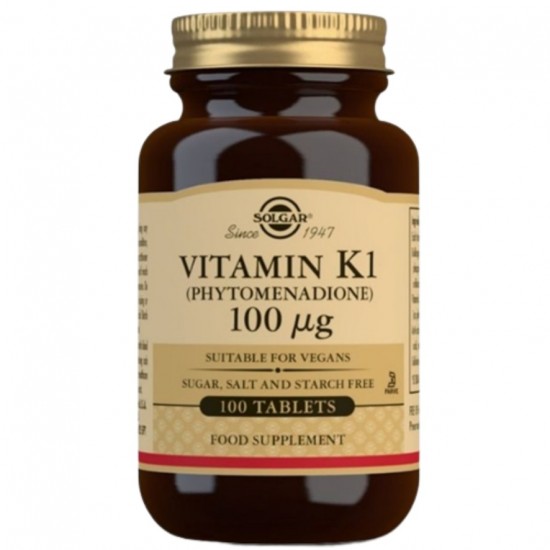 Vitamina-K1 100μg Sin Gluten Vegan 100comp Solgar