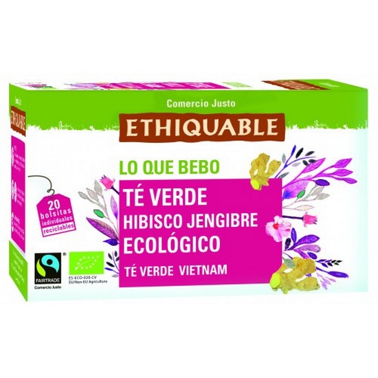 Comprar Te Verde Hibisco y Jengibre Eco 20inf Ethiquable ❤️ ¡Hazme casito!