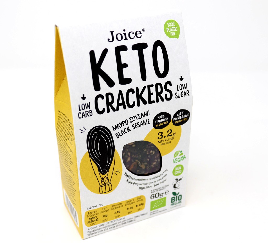 Comprar Crackers Sésamo Negro Keto bajo en carbohidratos 60gr Joice ️